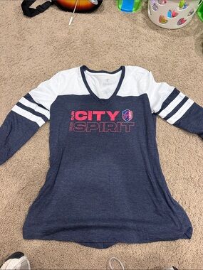 Navy & White 'City Spirit' Long Sleeve Tee